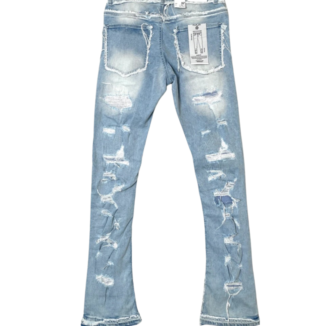 Distressed Stacked Denim