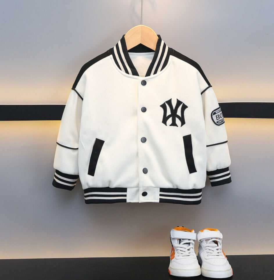 Half white/Black Bomber Jacket