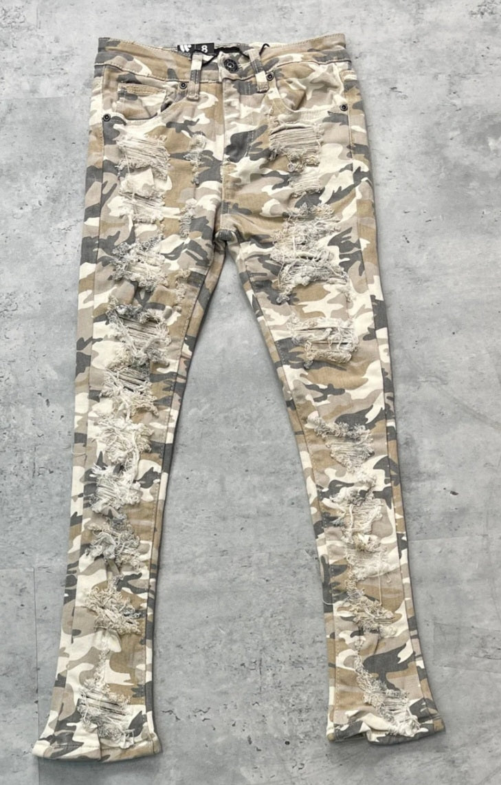 Kids Bone Camo Stacked Pants