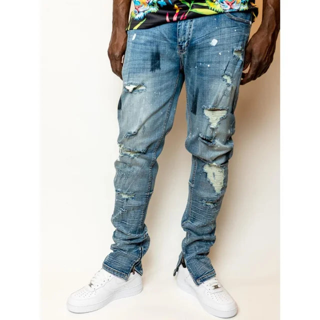 Light Washed Splash Paint Jeans